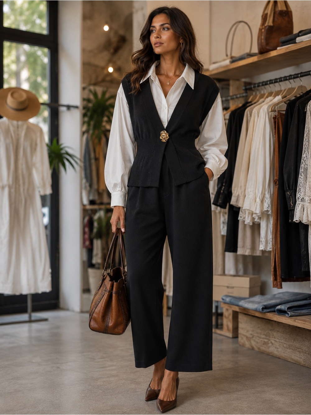 K16. Black Three piece elegant Knit set